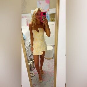 Amanda Uprichard Strapless Puzzle Mini Dress